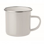 Taza vintage metálica esmaltada color blanco