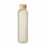 Botella de vidrio para sublimación con tapa de bambú 650ml color blanco