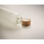 Botella de vidrio para sublimación con tapa de bambú 650ml color blanco vista fotografía tercera vista