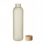 Botella de vidrio para sublimación con tapa de bambú 650ml color blanco sexta vista
