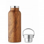 Botella de acero reciclado doble pared y aspecto de madera 500ml color marrón quinta vista