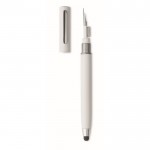 Bolígrafo con puntero y kit de limpieza de auriculares tinta azul color blanco tercera vista
