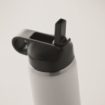Botella de acero inoxidable reciclado antifugas con pajita 500ml color blanco vista fotografía tercera vista