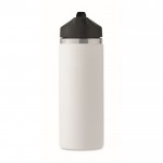 Botella de acero inoxidable reciclado antifugas con pajita 500ml color blanco septima vista