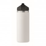 Botella de acero inoxidable reciclado antifugas con pajita 500ml color blanco octava vista