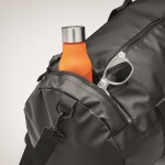 Bolsa de viaje de lona con base acolchada, asas y cinta color negro vista fotografía sexta vista