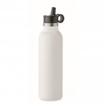 Botella antifuga con 2 tapones intercambiables y pajita 700ml color blanco