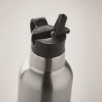 Botella antifuga con 2 tapones intercambiables y pajita 700ml color plateado mate vista fotografía cuarta vista