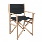 Silla de director plegable de madera para playa o camping máximo 80 kg color negro