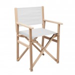 Silla de director plegable de madera para playa o camping máximo 80 kg color blanco