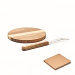 Set de tabla de quesos de madera de acacia pequeña con cuchillo color madera