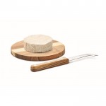 Set de tabla de quesos de madera de acacia pequeña con cuchillo color madera cuarta vista