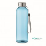 Botella de Tritan Renew™ traslúcida antifugas con tapa con asa 500ml color azul