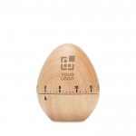 Original reloj temporizador para cocina de madera y con forma de huevo vista principal