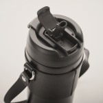 Vaso antifugas de acero inoxidable con tapa, pajita y correa 700ml color negro vista fotografía cuarta vista