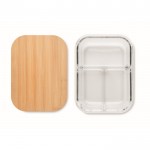 Fiambrera de vidrio con 3 compartimientos y tapa de bambú 800ml color transparente quinta vista