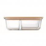 Fiambrera de vidrio con 3 compartimientos y tapa de bambú 800ml color transparente septima vista