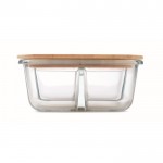Fiambrera de vidrio con 3 compartimientos y tapa de bambú 800ml color transparente octava vista