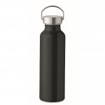Botella de aluminio reciclado con tapón antifugas y asa 500ml color negro