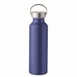 Botella de aluminio reciclado con tapón antifugas y asa 500ml color azul