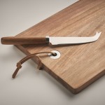 Set de tabla para quesos de madera de acacia con cuchillo color madera vista fotografía quinta vista