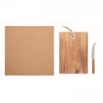Set de tabla para quesos de madera de acacia con cuchillo color madera sexta vista