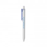 Bolígrafo reciclado blanco con clip de color tinta azul vista principal