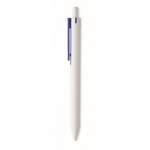 Bolígrafo reciclado blanco con clip de color tinta azul color azul tercera vista