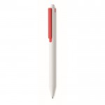 Bolígrafo reciclado blanco con clip de color tinta azul color rojo