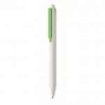 Bolígrafo reciclado blanco con clip de color tinta azul color verde lima