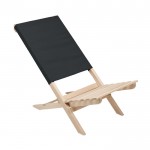 Silla de playa plegable de madera con asiento bajo peso máximo 95 kg color negro