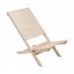 Silla de playa plegable de madera con asiento bajo peso máximo 95 kg color beige