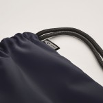 Mochilas de cuerdas gruesas en poliéster RPET con bolsillo con cremallera color azul vista fotografía quinta vista