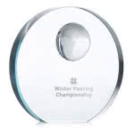 Trofeo publicitario con esfera cristal color Transparente impreso