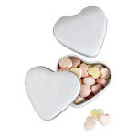 Caja en forma de corazón con caramelos color Blanco