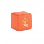 Cubo antiestrés personalizado con logo color Naranja cuarta vista con logo