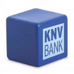 Cubo antiestrés personalizado con logo color Azul cuarta vista con logo