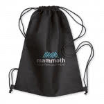 Mochila de cuerdas de tejido non woven color Negro cuarta vista con logo