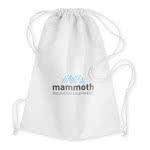 Mochila de cuerdas de tejido non woven color Blanco cuarta vista con logo