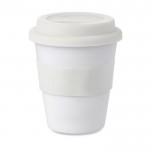 Taza personalizada de plástico con tapa 350ml color blanco