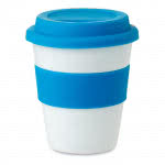 Taza personalizada de plástico con tapa 350ml color Azul