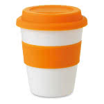 Taza personalizada de plástico con tapa 350ml color Naranja