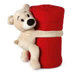 Manta polar personalizada con peluche color Rojo