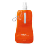 Botellas de agua publicitarias plegables 400ml color Naranja cuarta vista con logo