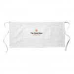 Delantal promocional serigrafiado color Blanco cuarta vista con logo