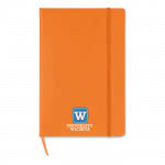 Libreta publicitaria de papel cuadriculado color Naranja cuarta vista con logo