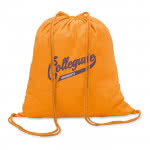 Mochila personalizada algodón para publicidad color Naranja cuarta vista con logo