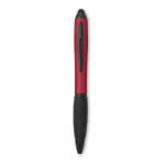 Bolígrafo bicolor con puntero táctil color Rojo