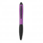 Bolígrafo bicolor con puntero táctil color Fuchsia