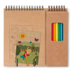 Cuaderno y lápices de colores publicitarios color Beige